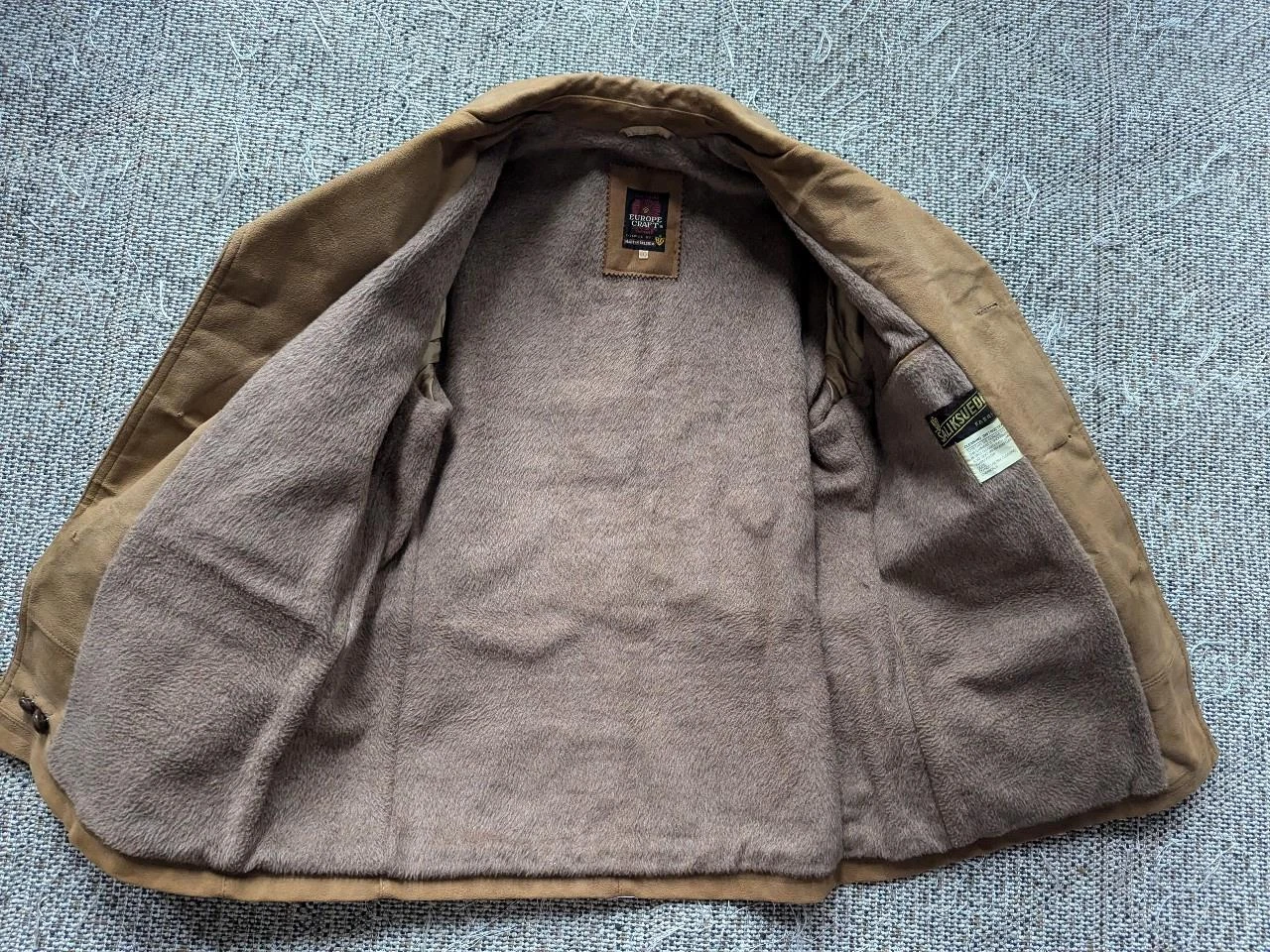 vintage TRENCH COAT leather BELTED jacket 40 brown NORFOLK faux suede SHERLOCK - product detail image 6