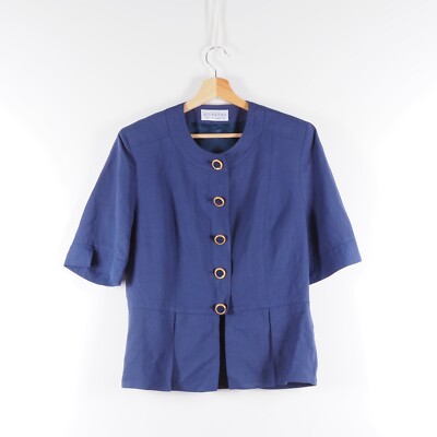 Vintage Givenchy EN PLUS Women's Linen Blue Top Jacket 40W 10W | eBay