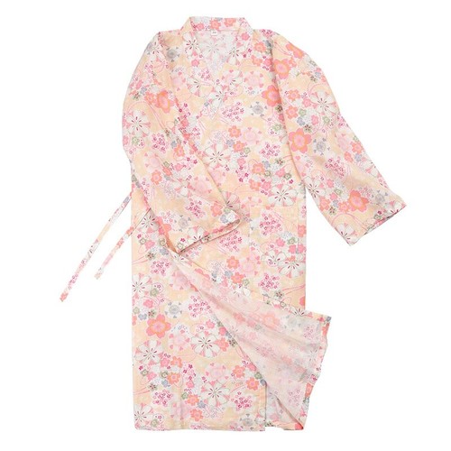 Women Sakura Yukata Kimono Pajamas Cotton Bathrobe Robe Gown Nightwear - Picture 14 of 14