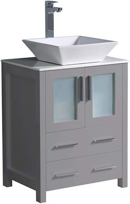 Fresca Torino 24'' Gray Modern Bathroom Cabinet with Top & Vessel Sink