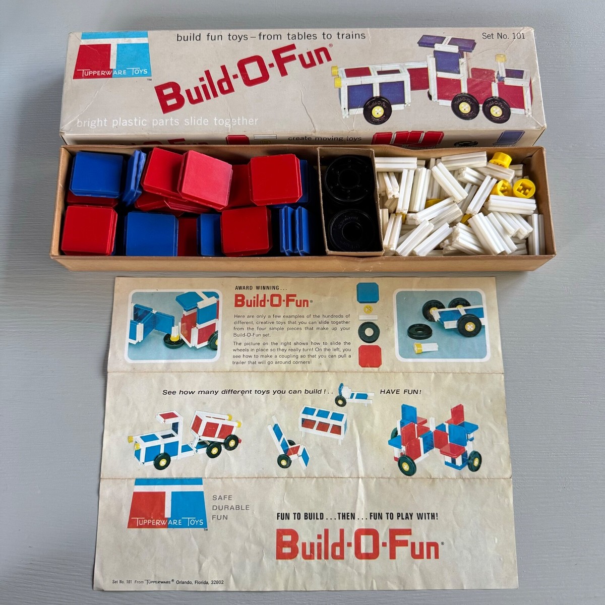 Vintage Tupperware Toys Build-O-Fun Building Set No 101 Tupper Toy 1969