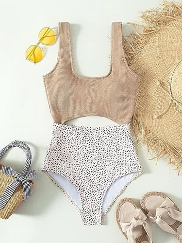 Floerns Women's Bathing Suit High Waisted Cut Out Monokini One Piece Swimsuit, M - Picture 5 of 7