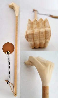 CLEANPRINCE 2 Stück Rückenkratzer Rhön natur geschnitzt 45 cm Kratzhand Kratzer Holz