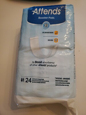 NEW Attends ADULT UNISEX Booster Pads 24 Pack Unisex 