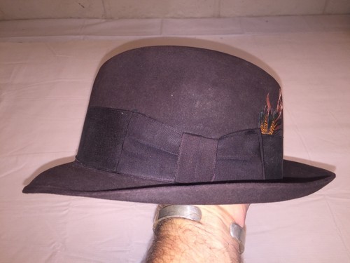 Roos/Atkins Fedora hat 6 7/8 Dark Brown 
