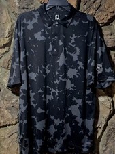 FootJoy Polo Shirt Men  s L Black Floral Camo Golf Performance Coyote Crossing