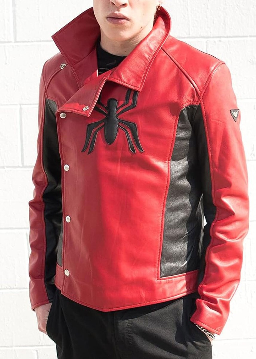 Handmade Spider Man Last Stand Peter Parker Red Leather Jacket for Men and  Women