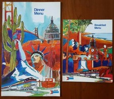 AMTRAK 2 Beautiful 1976 Railroad MENUS Breakfast & Dinner US Bicentennial