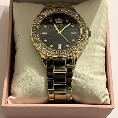 Juicy By Juicy Couture Women's 38mm Watch JC/5000 Quartz Black Gold Tone Steel