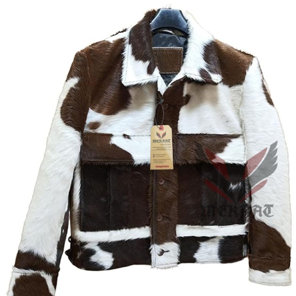 PONY Giacca uomo in pelle di mucca con capelli autentica pelle di cavallo cappotto stile western