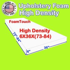 High Density FoamTouch Upholstery Foam size 6" x 36" x 73-83 " Custom Cut