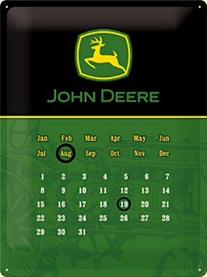 John Deere embossed metal calendar 30cm x 40cm