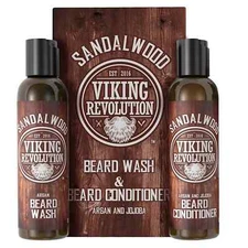 Viking Revolution Beard Wash & Beard Conditioner Set W/Argan & Jojoba Oils - Sof