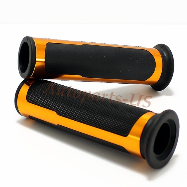 ORANGE MOTORCYCLE RUBBER GEL+ALUMINUM 7/8" HANDLE GRIPS FOR SPORTS