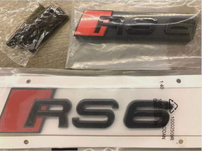 Audi RS6 C7 C7.5 Glanz Schwarz Emblem Set - Front Kühlergrill Emblem & Boot Badge