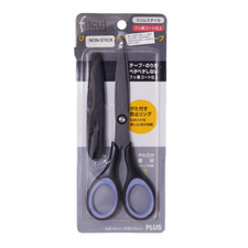 PLUS Fitcut Non-stick Scissors Office All-purpose Cap Soft Handle Black Thin New