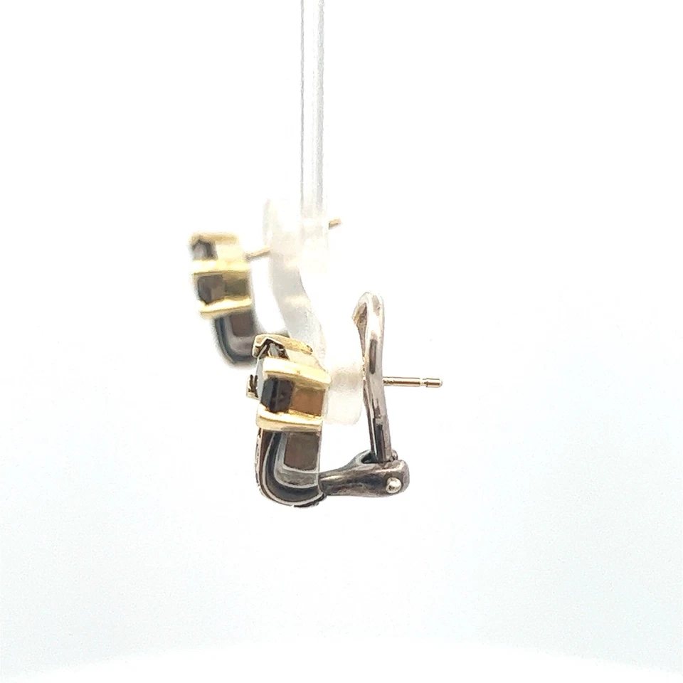 Pendientes Lagos Caviar Oro 18KT, Plata de Ley, Topacio Ahumado y Diamantes. Foto 4 de 4