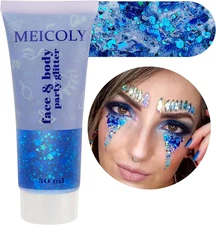 Blue Face Body Glitter Halloween Face Glitter Gel Sparkling Mermaid Body Glitter