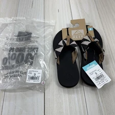 Reef Women's Spring Woven Slip On Comfort Flip Flops Black/Brown Size 9