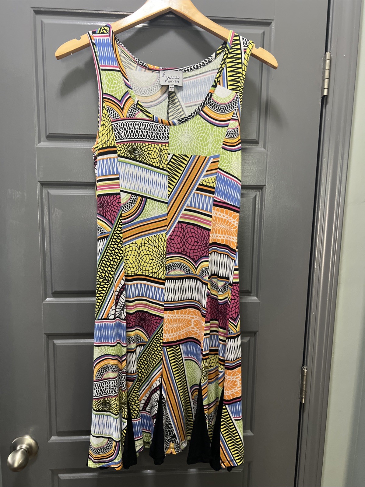 Lynn Ritchie Silver Geometrical Pattern Sleeveles… - image 1