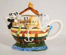 Vintage Noah's Ark Ceramic Teapot New World Specialties, Decorative, Animals