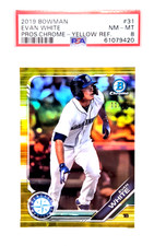 2019 Bowman Chrome YELLOW REFRACTOR EVAN WHITE RC Card /75 PSA 8 NM-MT