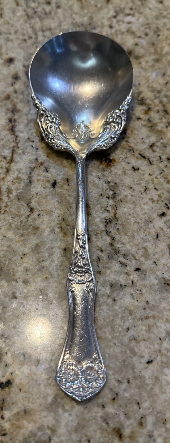 Antique WM Rogers A1 Silverplate Serving Spoon 8.5” Ornate Victorian Style
