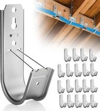 20 Pack J Cable Hook with Retainer Clip, 2-Inch Heavy Duty Wall Mount J-Hooks,J-