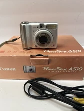 Canon PowerShot A510 3.2MP Digital Camera Silver Complete in Box - Tested! Y2K