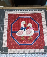 Free shipping-Vintage Cranston Country Cotton Red White Duck Goose Fabric panel