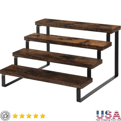 4 Tier Wooden Display Riser Stand Figurines Cosmetics Kitchen Spice Organizer US