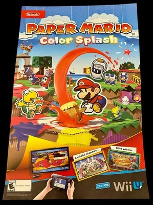 Paper Mario Color Splash Store Promo Poster Sign 17''×11'' Nintendo Wii U New
