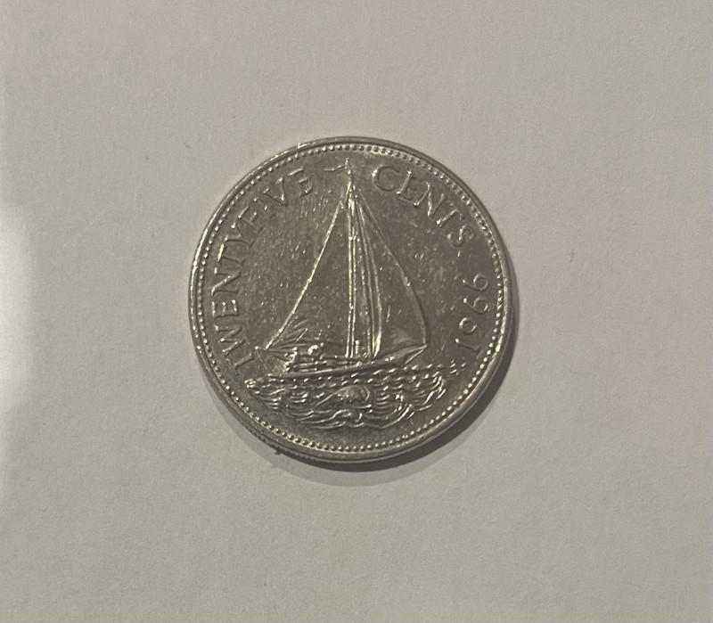 1966 Bahama Islands Twenty Five Cents Elizabeth II Coin