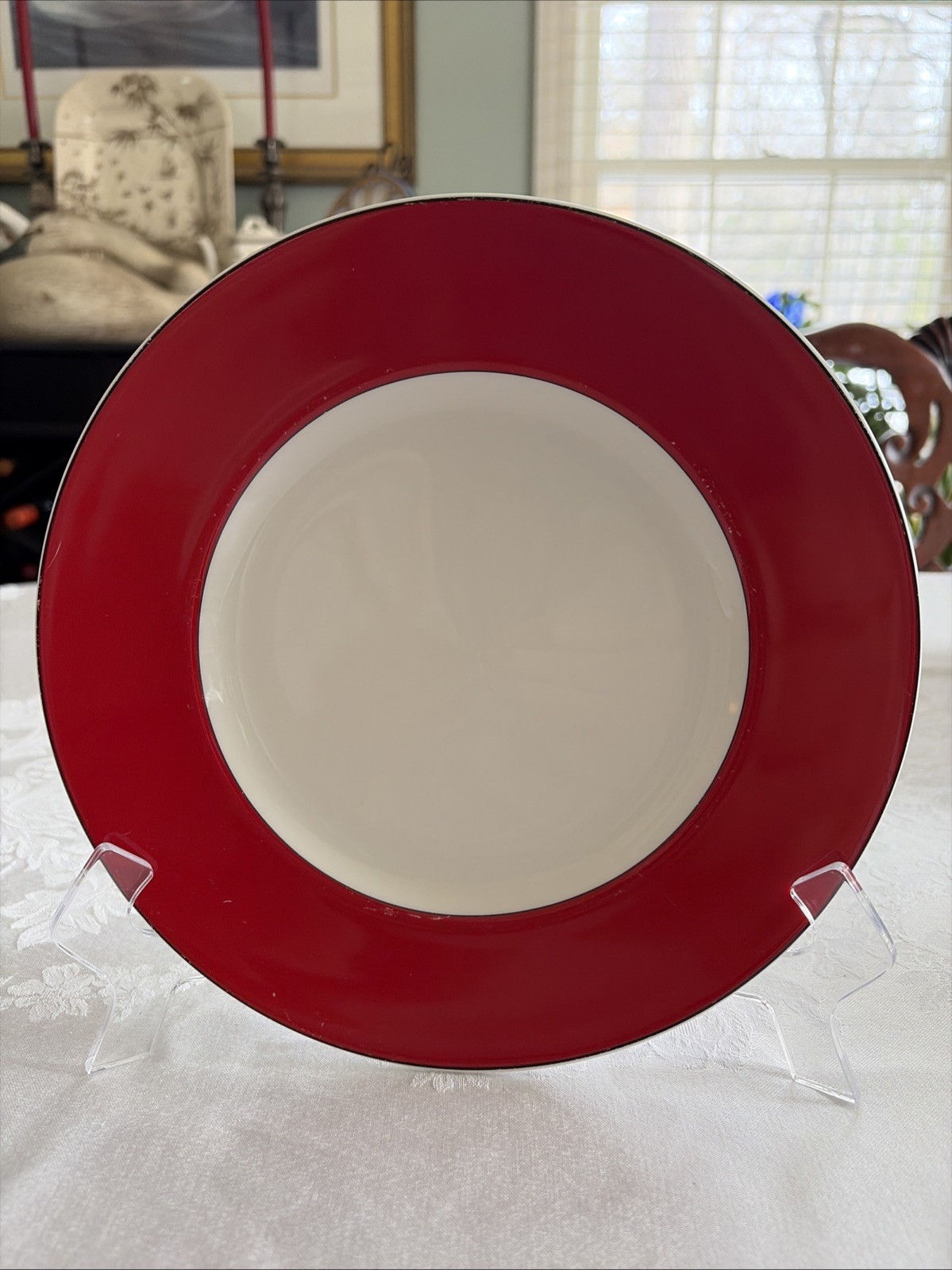 Kate Spade LENOX Rutherford Circle Red Luncheon Plates (2) 9 1/2" Moderate Use