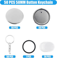 200 PCS 58Mm/2.25" Button Maker Keychains Supplies Metal Badge Sets Shell Back