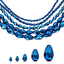 328 PCS 5 Size Teardrop Crystal Glass Beads for Necklace Bracelet DIY, Blue AB