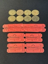 Vintage Lot of 10 x 1980’s Chuck E. Cheese Tickets & 8 x 1980’s Tokens