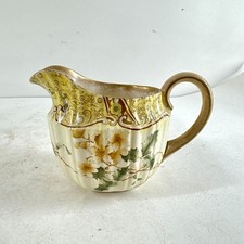 Antique Doulton Burslem Floral Porcelain Milk Jug Gilded Edge Creamer