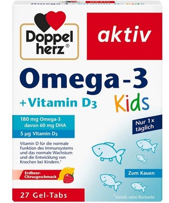 4x Omega-3 + Vitamin D3 Kids Chewable Tablets 27 pcs 35.1 g; Ships from Germany!