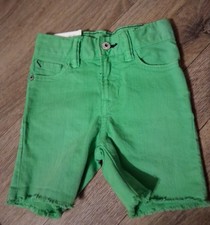BABY GAP 1969 Green Denim Jean Shorts Boy's Sz 12-18 mo Frayed Hem NWTs
