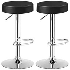 Costway Set of 2 Round Bar Stool Adjustable Swivel Pub Chair w/ Footrest Black