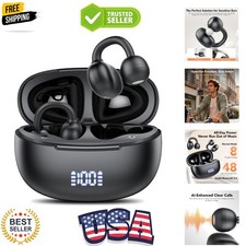 Clip on Earbuds Open Ear Wireless Bluetooth 5.4 Headphones with Noise Cancell...