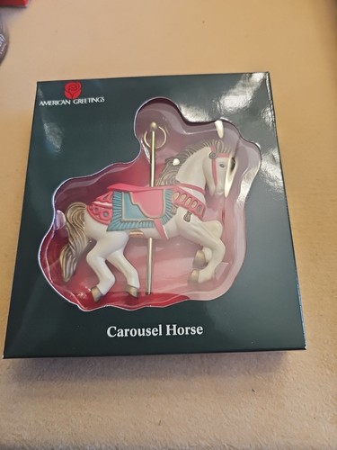 Neu im Karton Vintage American Greetings Karussell Pferd Weihnachtsschmuck OVP