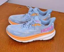 HOKA Clifton 9 Athletic Shoes Airy Blue Orange Women's Size US 9B