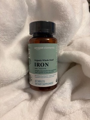 Amazon Elements Organic Whole Food Iron 18mg, 60 Tablets