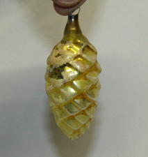 West Germann Antique Bumpy Gold Glass Pinecone Vintage Christmas Ornament 1950's