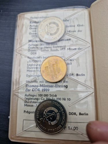 Thomas Müntzer-Ehrung DDR 1989 - Staatsbank 2x 5 Mark Medaille - Bild 3 von 6