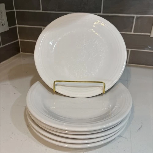 Fiestaware Homer Laughlin Set Of 6 White 10 1/2” Dinner Plates Fiesta Heavy