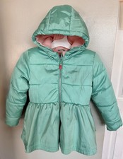 Cat Jack Little Girl s 6 S Puffer Jacket Peplum Hoodie Coat Shiny Mint Green