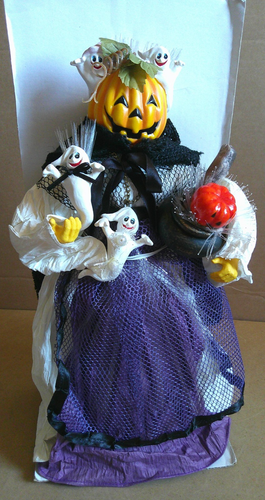 Fiber Optic Vintage 16" Pumpkin Queen Tree Topper Fibre-Optic Halloween - 第 1/24 張圖片